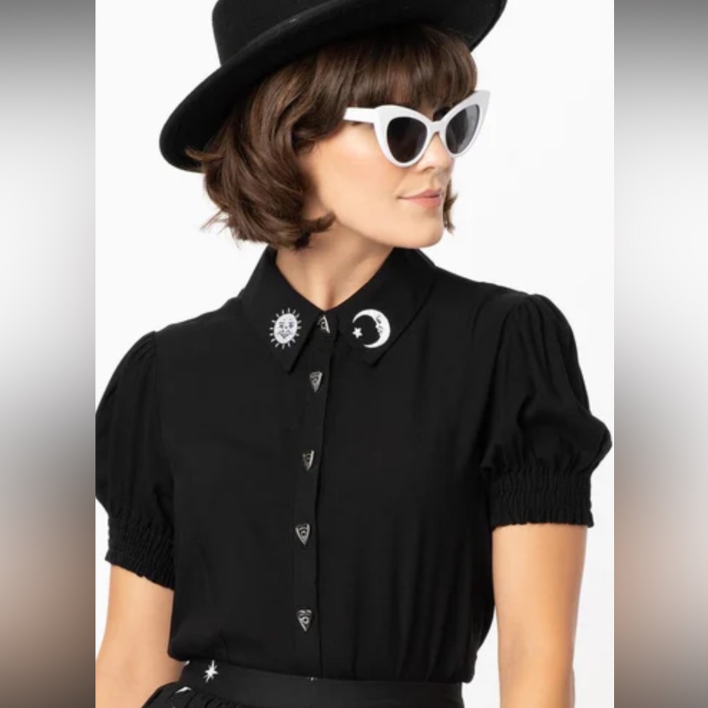 Unique Vintage Hell Bunny Black Samara Top
